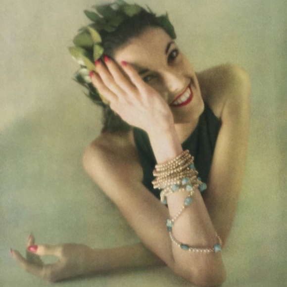 ! 1 Page/2 Sides from VTG 1951 Photo Book, Model Eating Cucumber, Bracelets - Picture 2 of 4